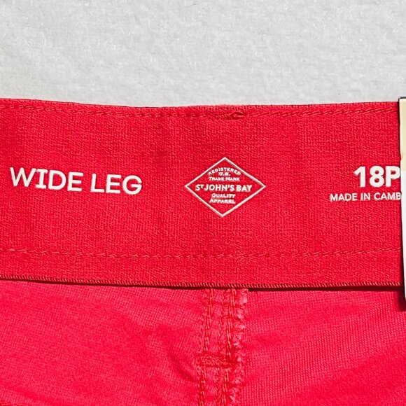 St. Johns Bay Women's Wide Leg Stretch Red Velvet Pants Sz 18P Comfort Waist NWT - Picture 4 of 10